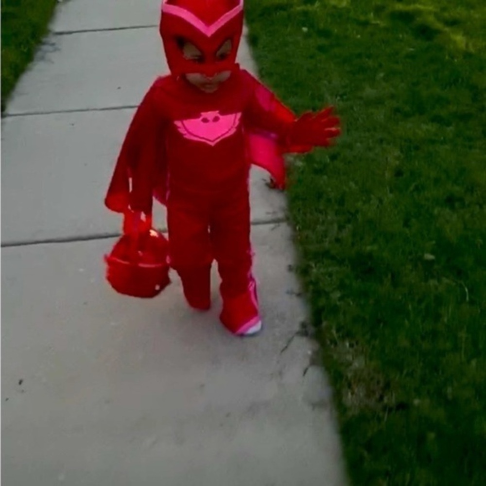 Red and Pink Superhero Kids Costume Owlette BD2